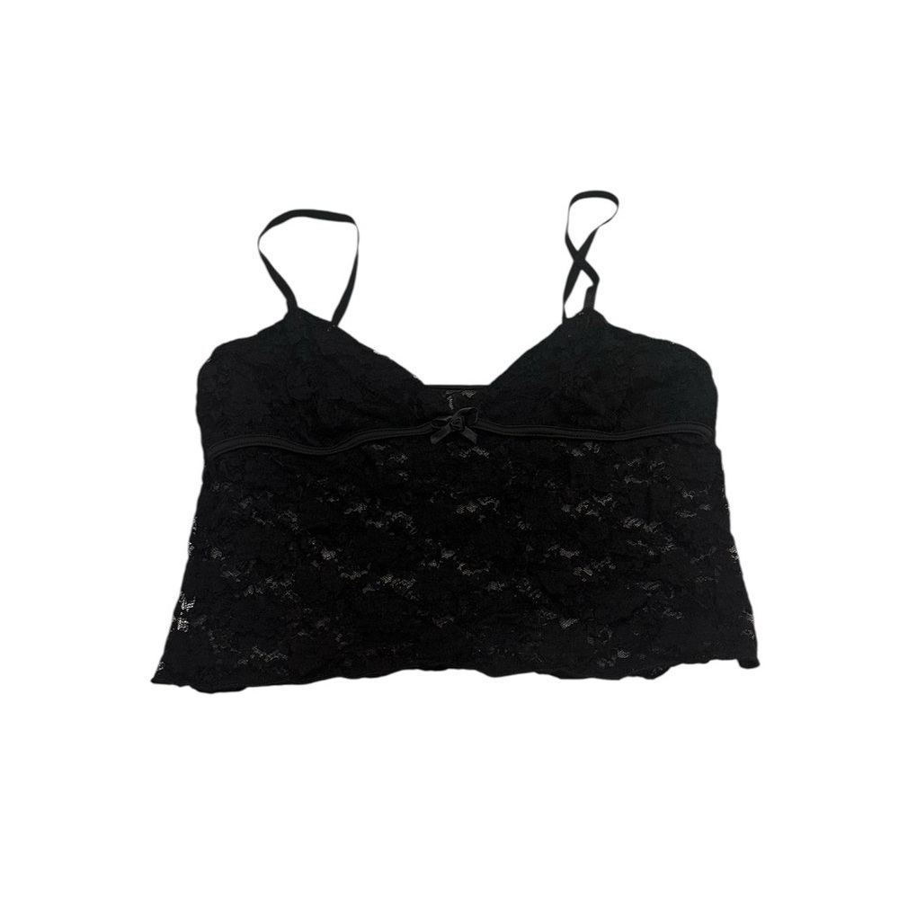 Black Lace Cropped Camisole Tank Top S/M